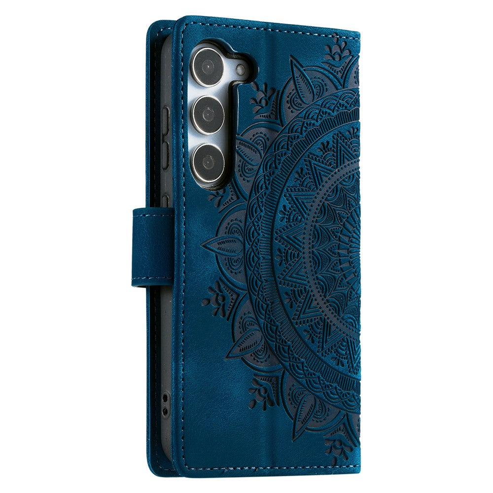 For Samsung Galaxy S26  /  S26 Pro Case Imprinted Totem Skin Feel Wallet Leather Phone Cover with Hand Strap
