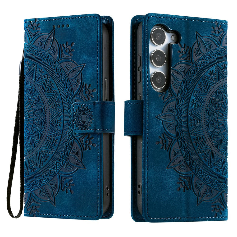 For Samsung Galaxy S26  /  S26 Pro Case Imprinted Totem Skin Feel Wallet Leather Phone Cover with Hand Strap
