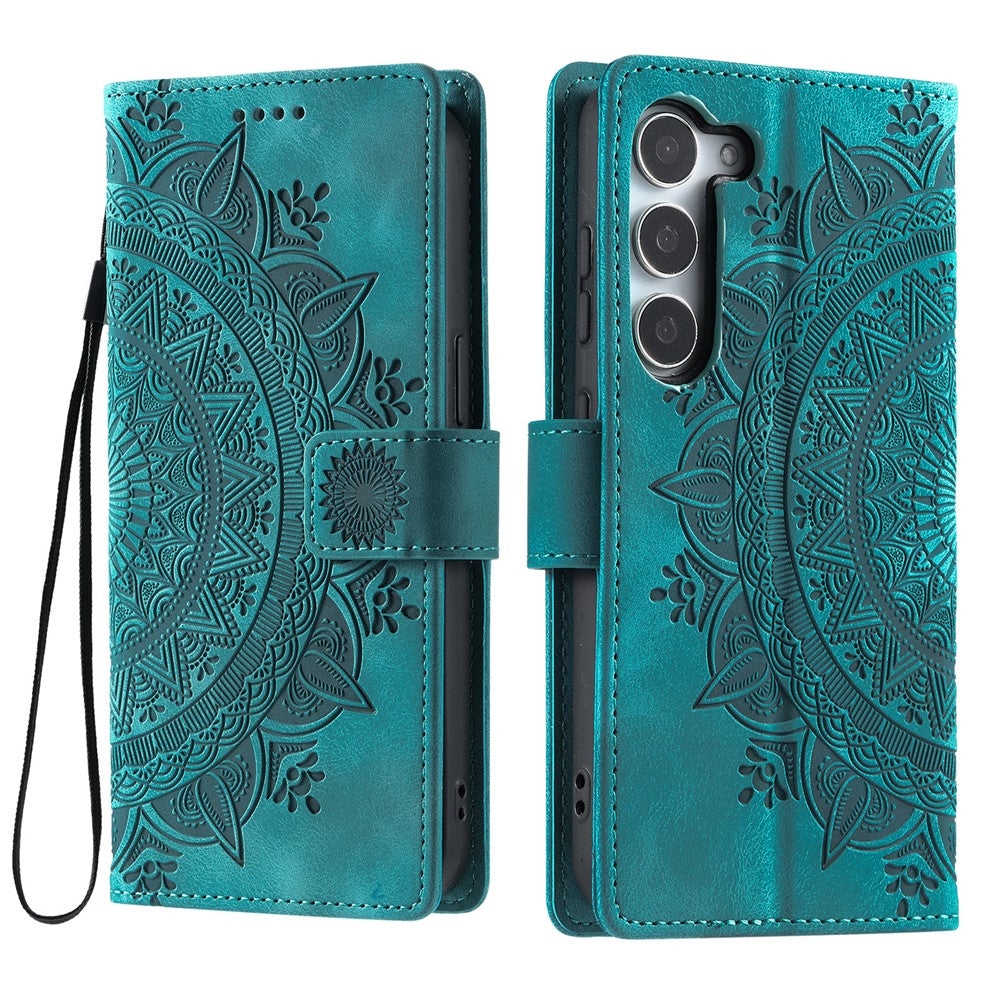 For Samsung Galaxy S26  /  S26 Pro Case Imprinted Totem Skin Feel Wallet Leather Phone Cover with Hand Strap