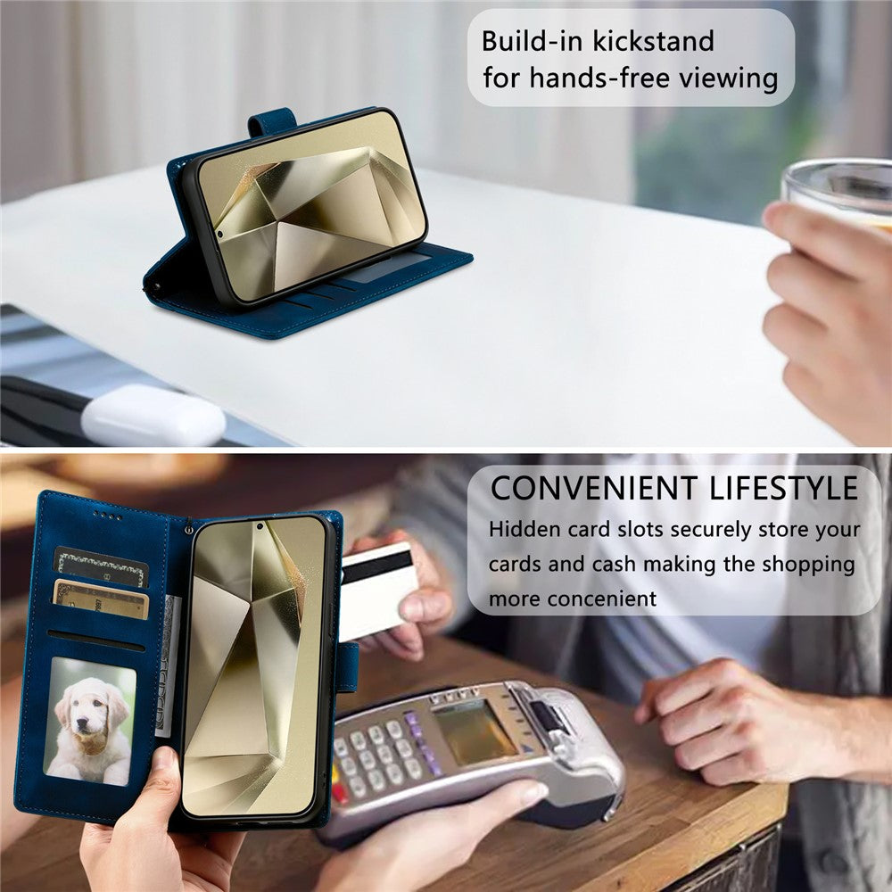 For Samsung Galaxy S26 Ultra Case Imprinted Totem Skin Feel Wallet Leather Phone Cover with Hand Strap