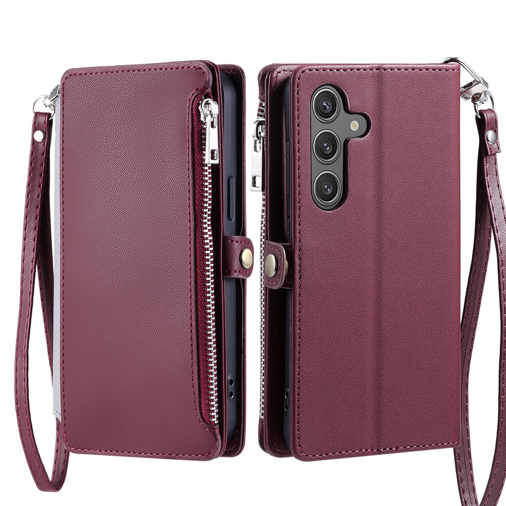 For Samsung Galaxy S26  /  S26 Pro Case TPU + PU Leather Wallet Phone Cover with Wrist Strap