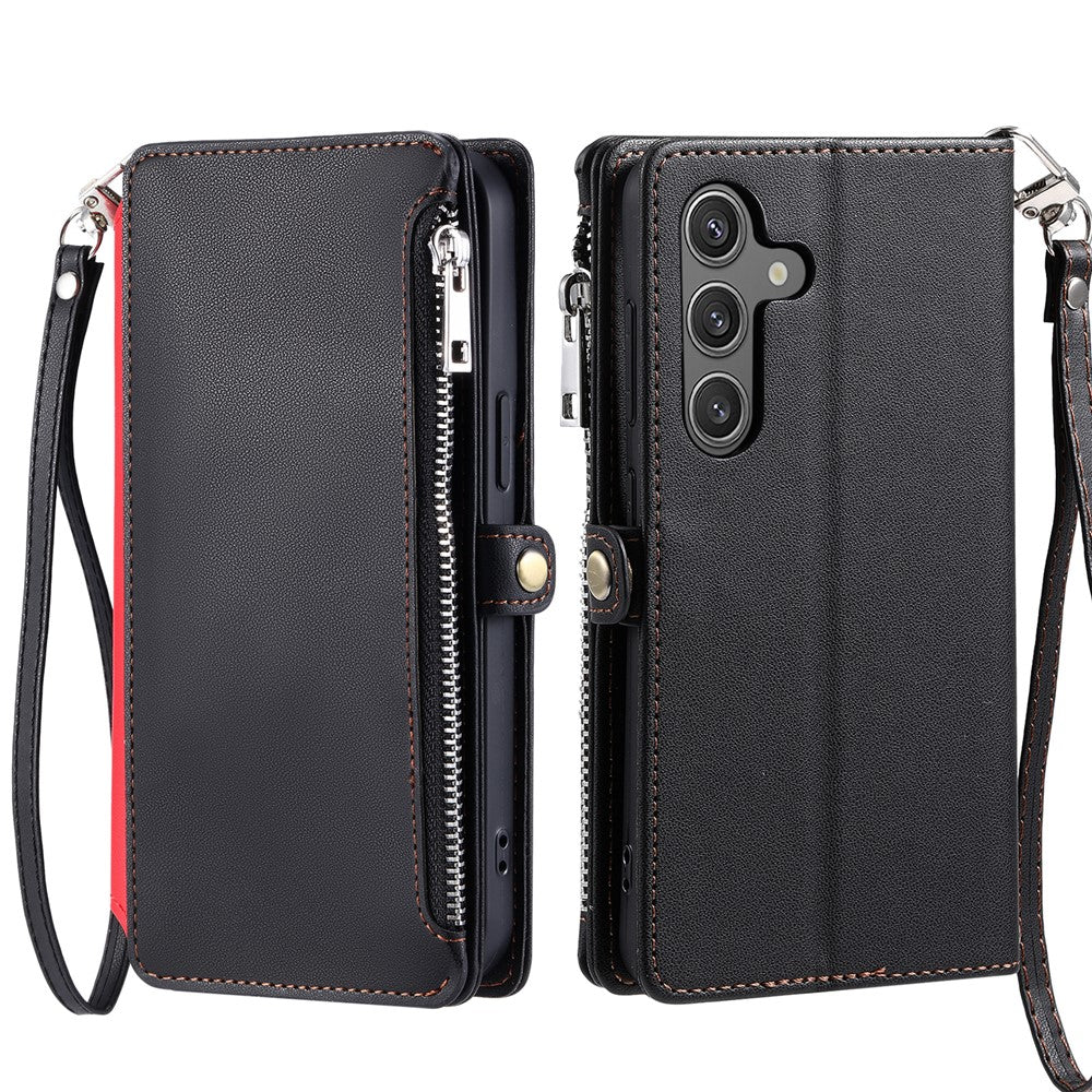 For Samsung Galaxy S26  /  S26 Pro Case TPU + PU Leather Wallet Phone Cover with Wrist Strap