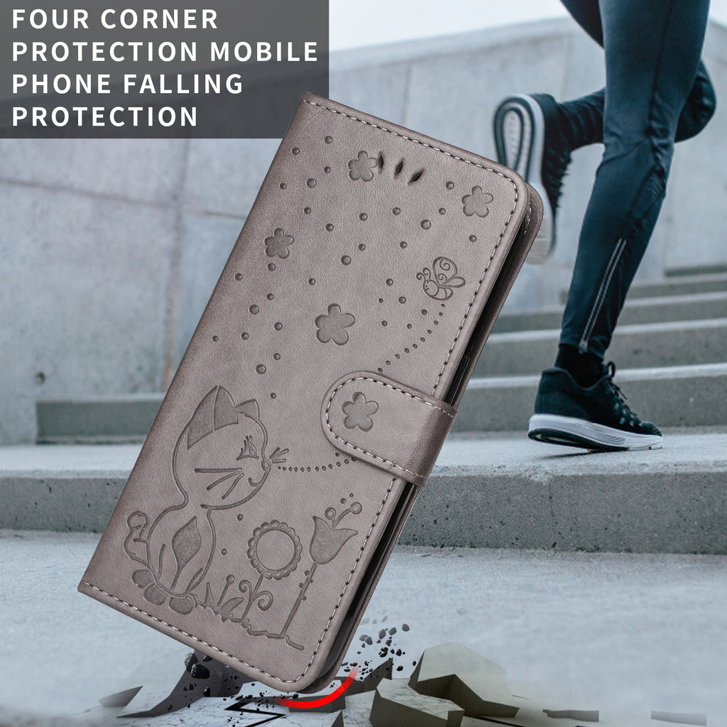 For Honor X9d 5G / Honor X70 5G Leather Wallet Case Cat Bee Pattern Phone Cover Stand