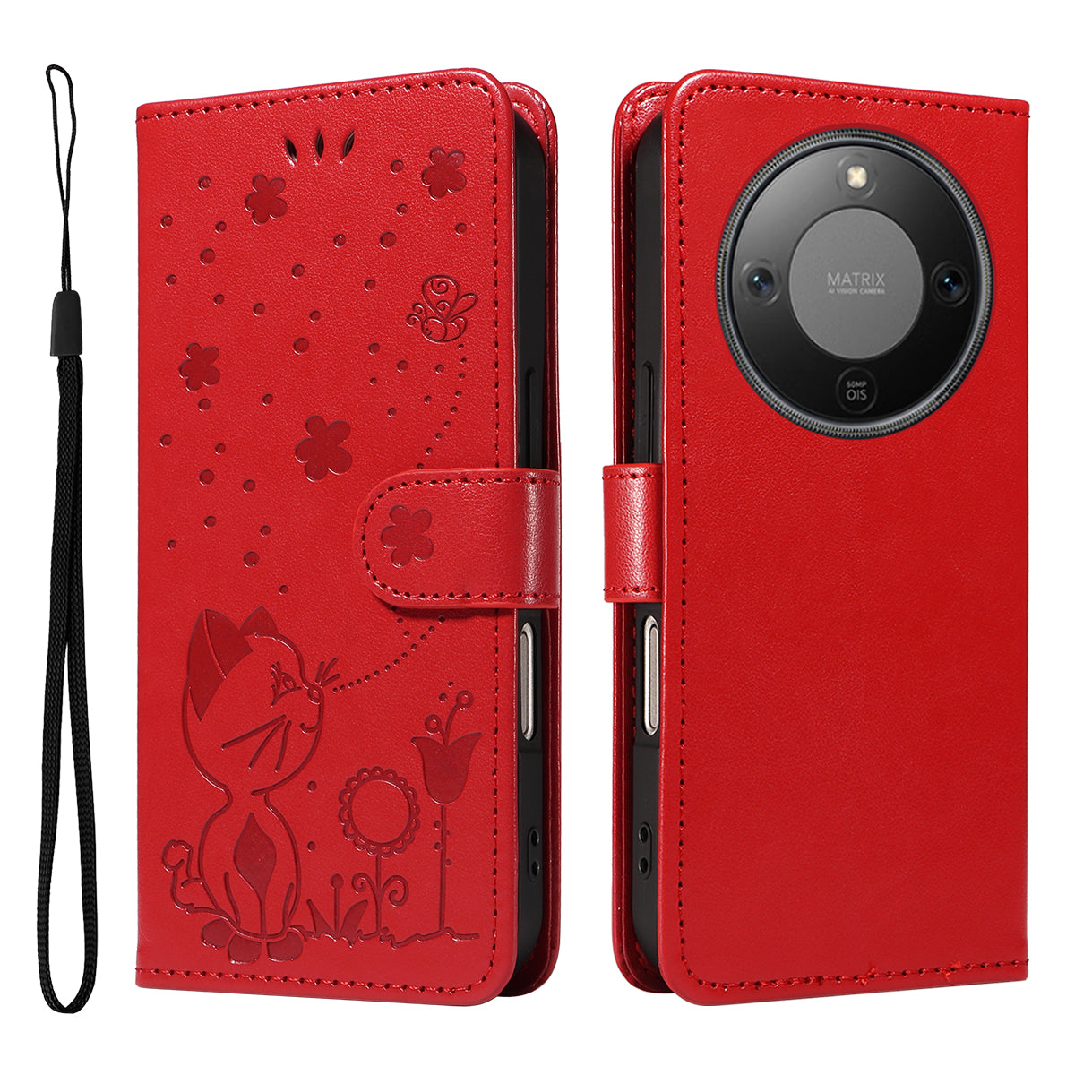 For Honor X9d 5G / Honor X70 5G Leather Wallet Case Cat Bee Pattern Phone Cover Stand