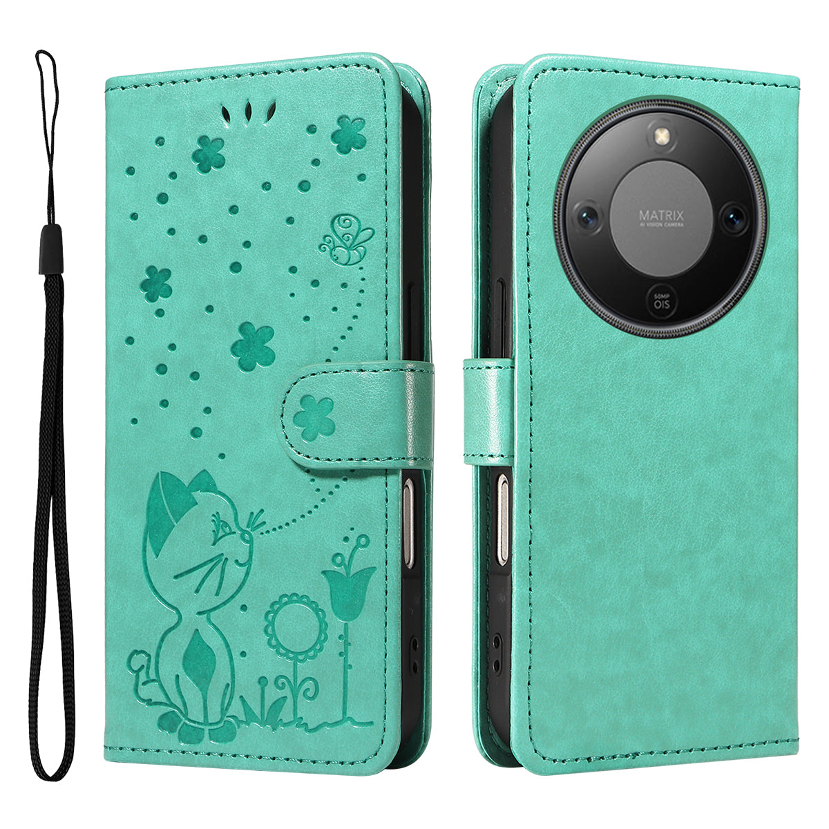 For Honor X9d 5G / Honor X70 5G Leather Wallet Case Cat Bee Pattern Phone Cover Stand