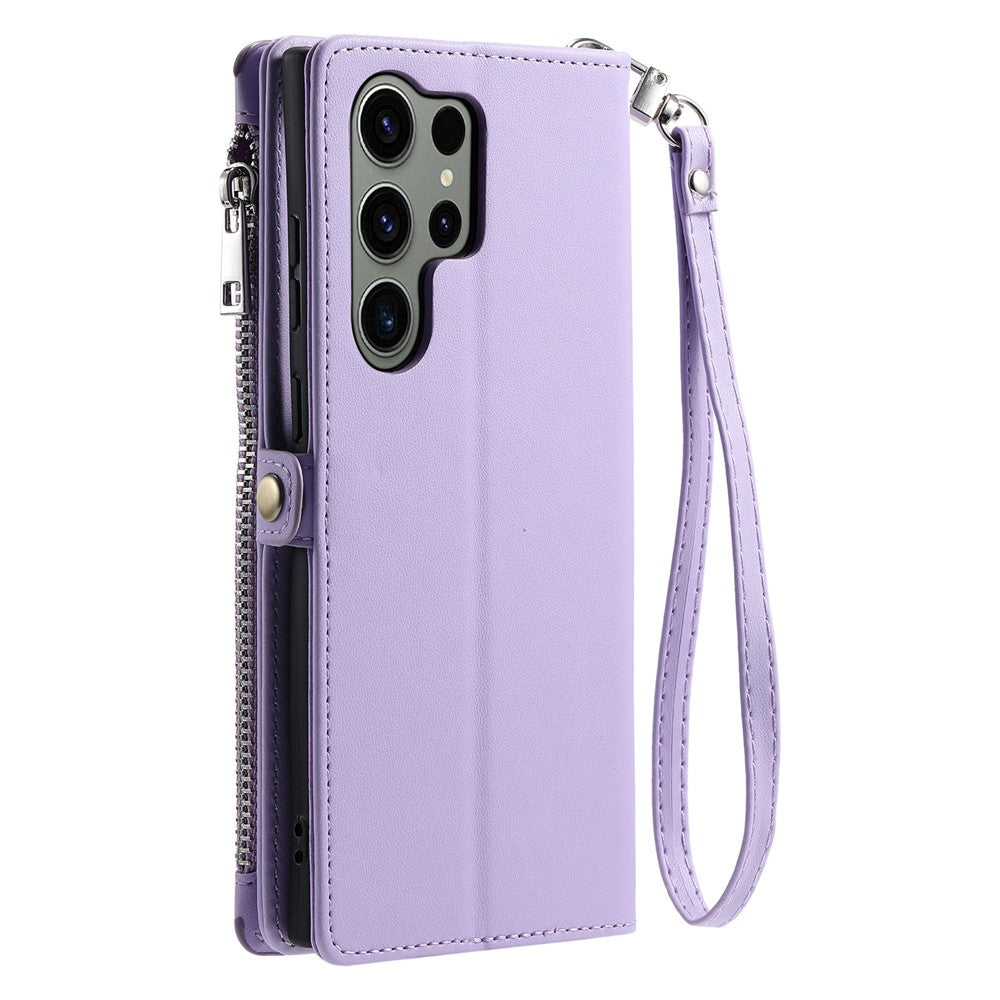 For Samsung Galaxy S26 Ultra Case TPU + PU Leather Wallet Phone Cover with Wrist Strap