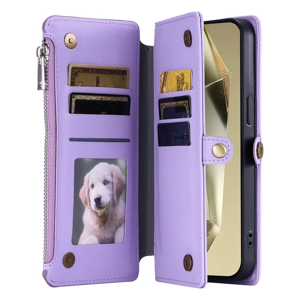 For Samsung Galaxy S26 Ultra Case TPU + PU Leather Wallet Phone Cover with Wrist Strap