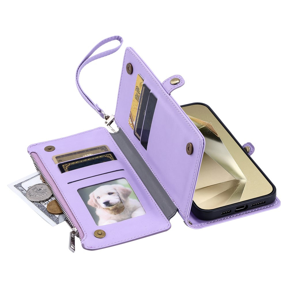 For Samsung Galaxy S26 Ultra Case TPU + PU Leather Wallet Phone Cover with Wrist Strap