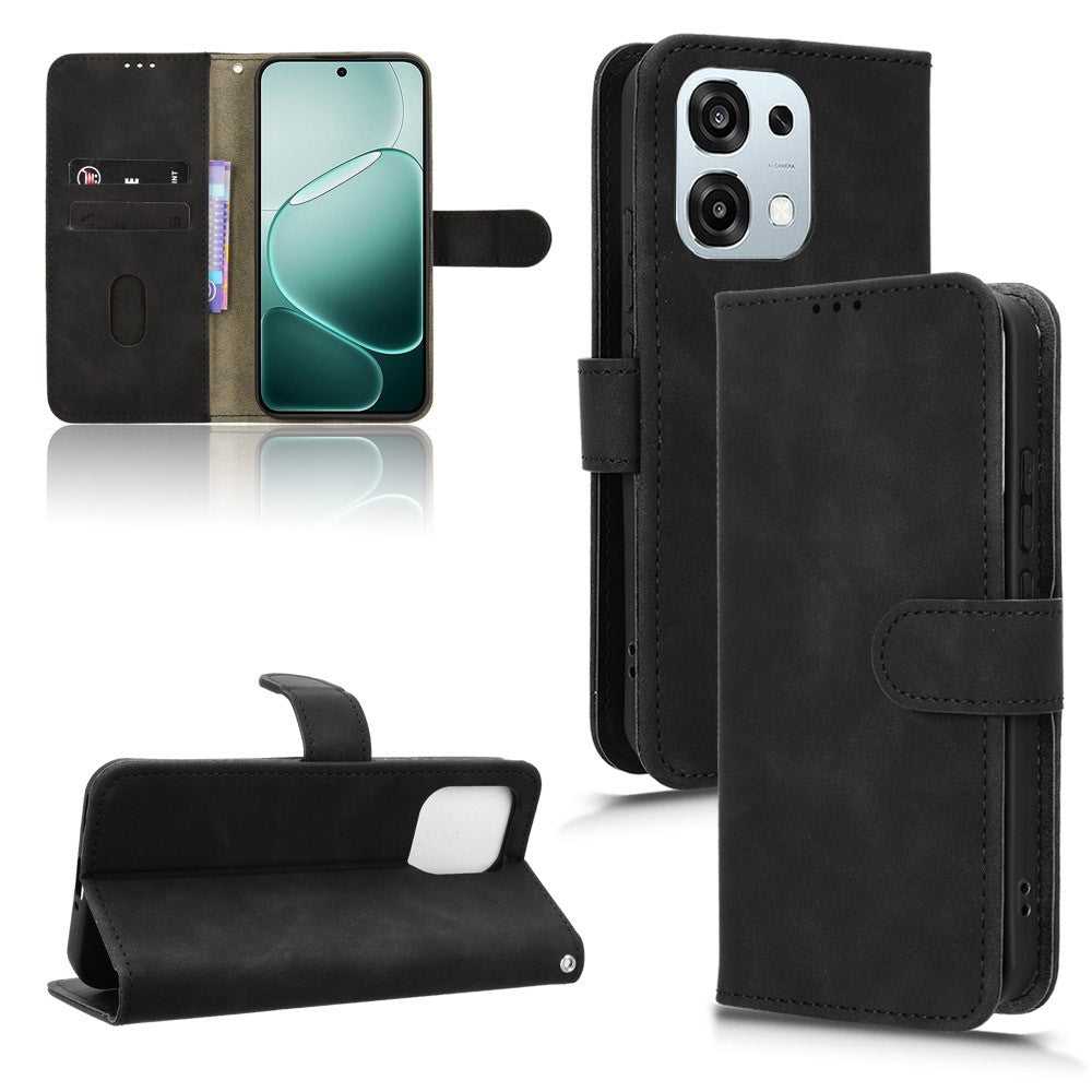 For Oppo A6 Pro 5G Leather Case Skin Feel Anti Drop Wallet Flip Phone Cover