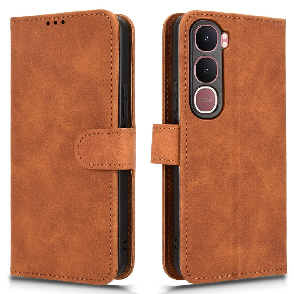 For vivo Y21d Leather Case Skin Feel Anti Drop Wallet Flip Phone Cover