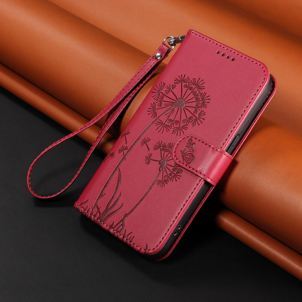 For Honor X9d 5G / Honor X70 5G Leather Wallet Case with Strap Dandelion Imprint Phone Stand Cover