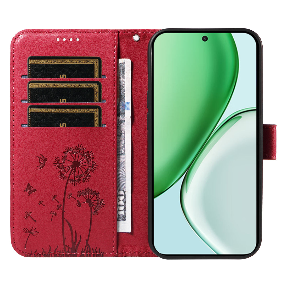 For Honor X9d 5G / Honor X70 5G Leather Wallet Case with Strap Dandelion Imprint Phone Stand Cover