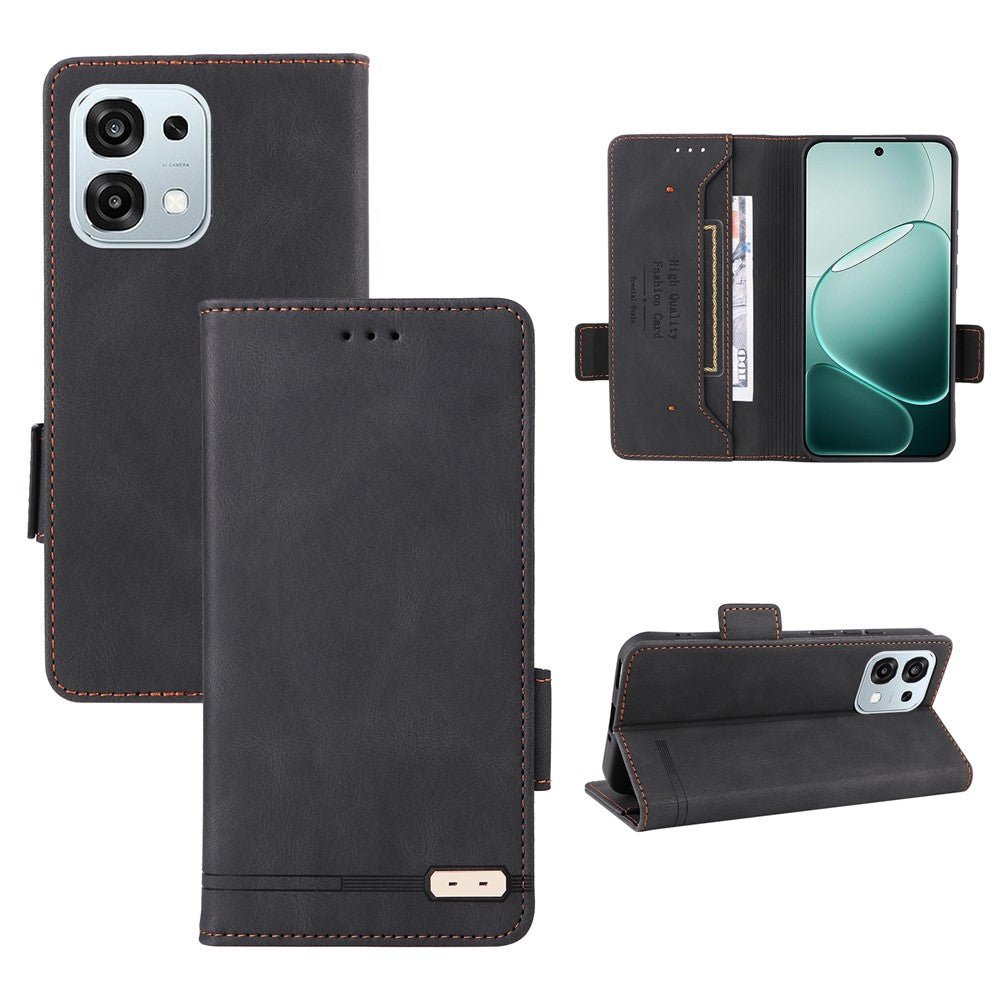 For Oppo Oppo A6 Pro 5G Case Leather Wallet Flip Phone Cover with Hardware Decor