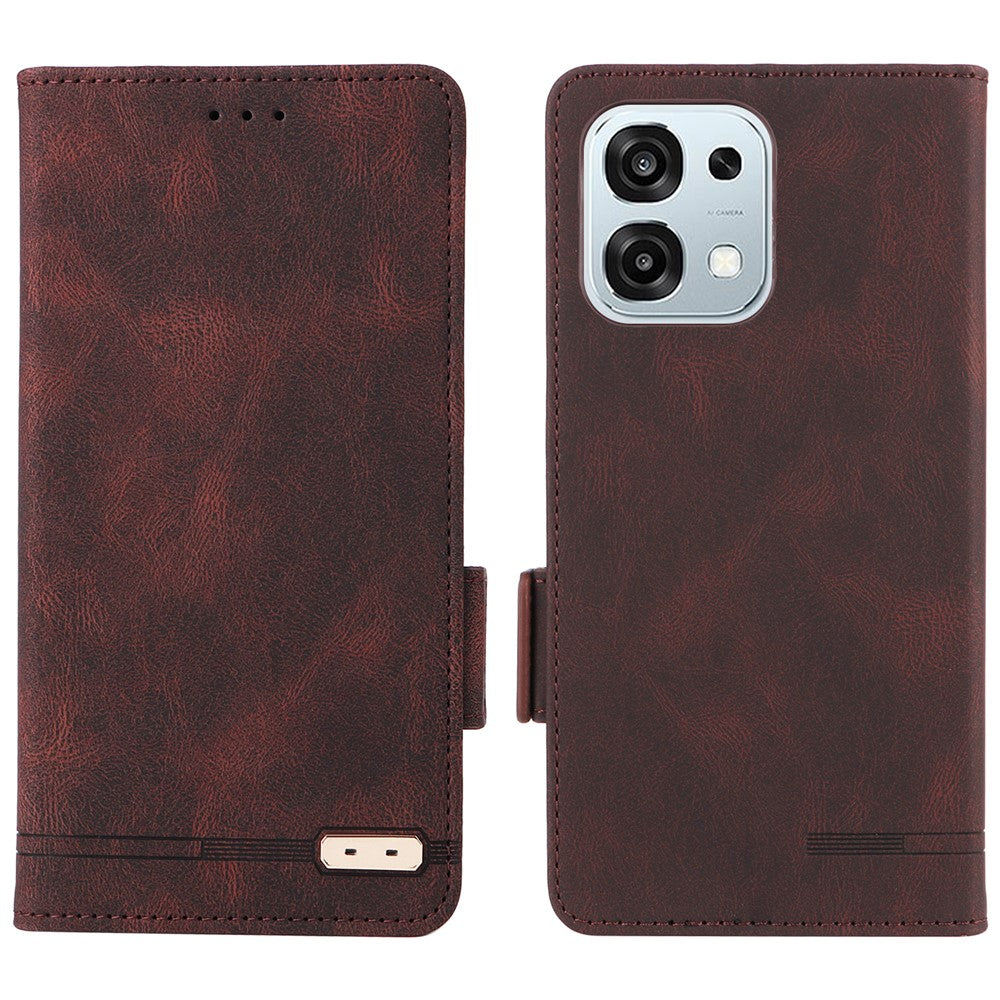 For Oppo Oppo A6 Pro 5G Case Leather Wallet Flip Phone Cover with Hardware Decor