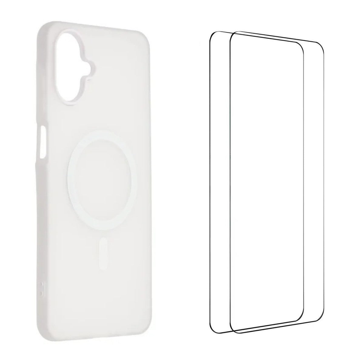 For Samsung Galaxy A07 4G Magnetic Case WANLONFENG ML Series Matte PC TPU Phone Cover Large Cutouts with 2Pcs Screen Film