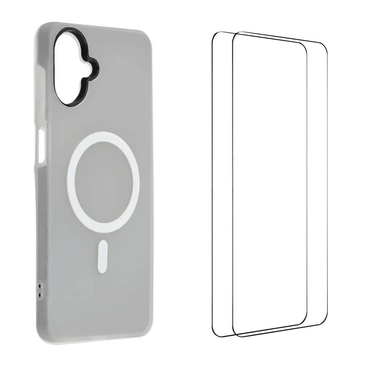 For Samsung Galaxy A07 4G Magnetic Case WANLONFENG ML Series Matte PC TPU Phone Cover Large Cutouts with 2Pcs Screen Film