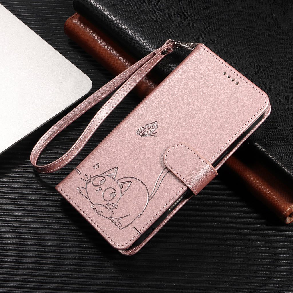 For Oppo A6 Pro 4G / Oppo F31 5G / Oppo A6 Pro 5G Case Cat Pattern Imprint Leather Phone Cover with Wrist Strap