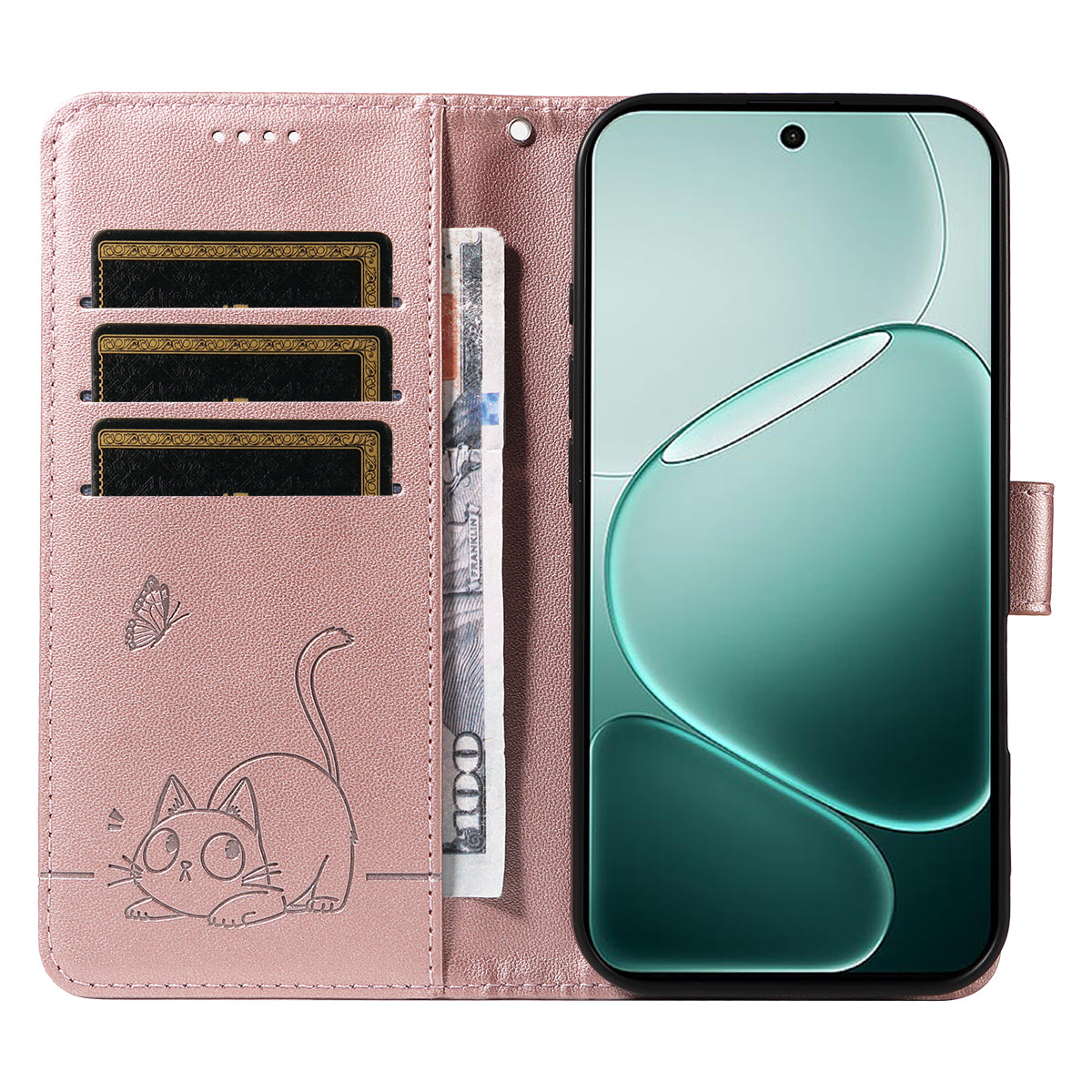 For Oppo A6 Pro 4G / Oppo F31 5G / Oppo A6 Pro 5G Case Cat Pattern Imprint Leather Phone Cover with Wrist Strap