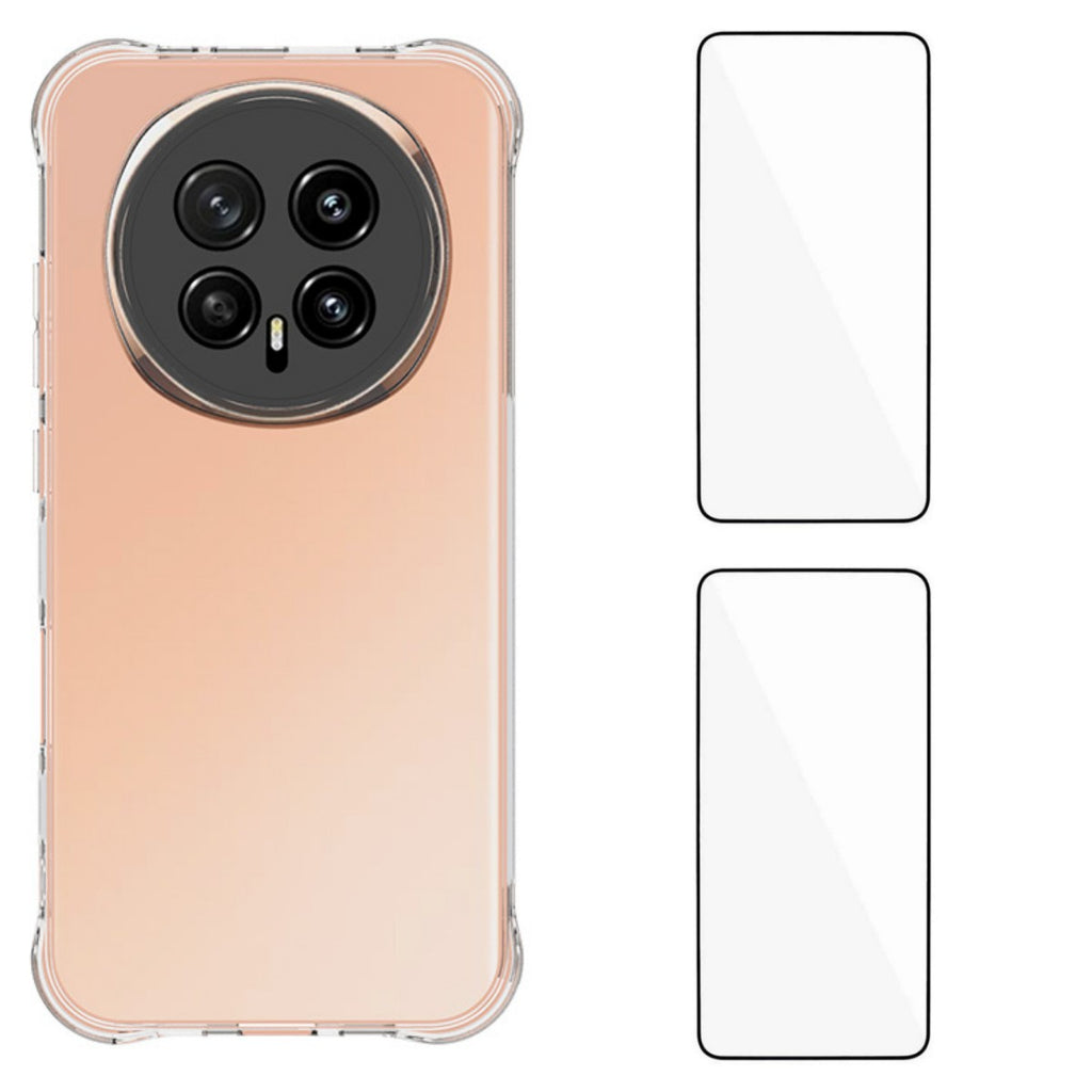 For Honor Magic8 5G TPU Case WANLONFENG WL2 Series 2.0mm Phone Cover with 2Pcs Tempered Glass Films