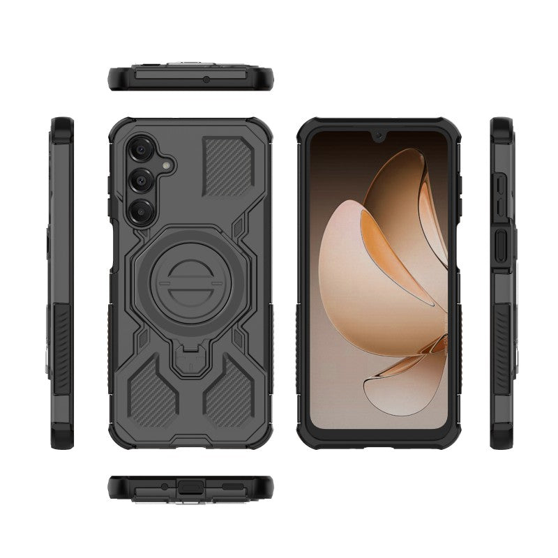 For Samsung Galaxy A16 4G / Galaxy A16 5G Case Kickstand with 2Pcs Screen Film WANLONFENG KJ Series PC TPU Phone Cover (Big Lens Hole)