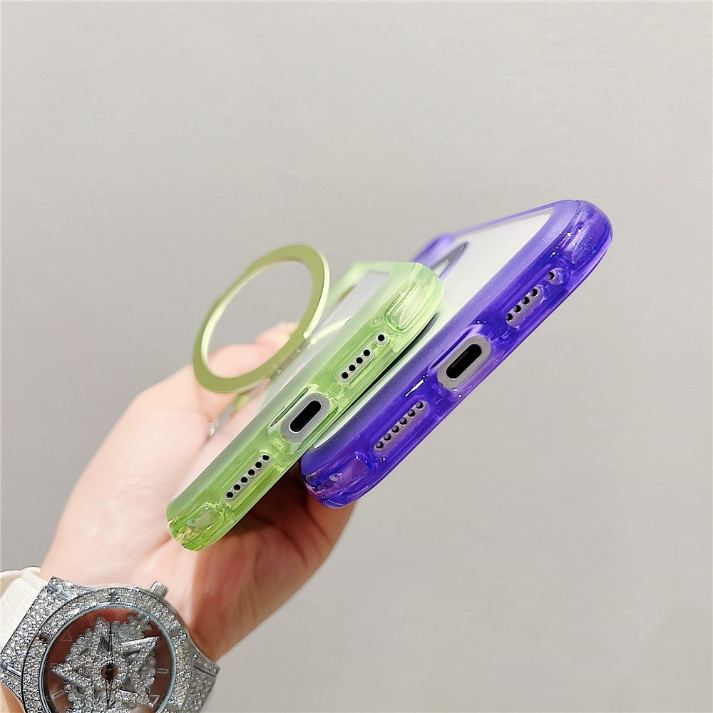 Coque pour iPhone 17 Pro compatible avec MagSafe et support intégré, transparente en TPU et PC, à l'arrière.