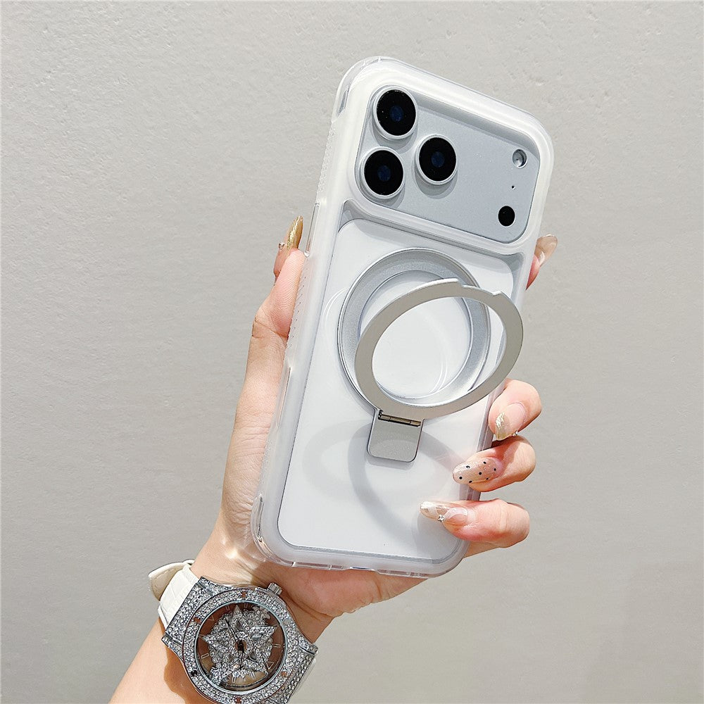 Funda para iPhone 17 Pro compatible con soporte MagSafe, cubierta trasera de TPU/PC transparente