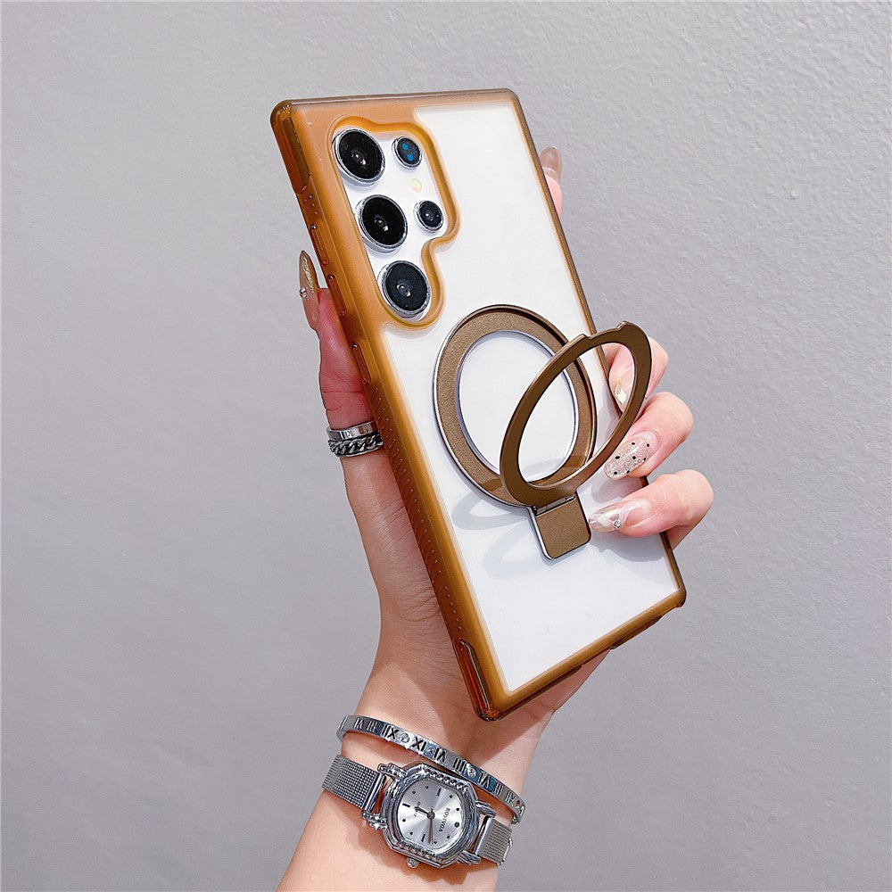 Funda para Samsung Galaxy S25 Ultra compatible con soporte MagSafe, cubierta trasera de TPU/PC transparente