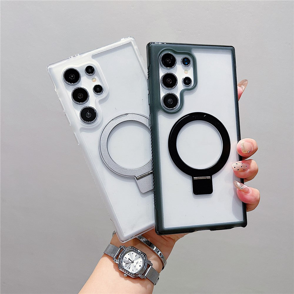 Funda para Samsung Galaxy S25 Ultra compatible con soporte MagSafe, cubierta trasera de TPU/PC transparente