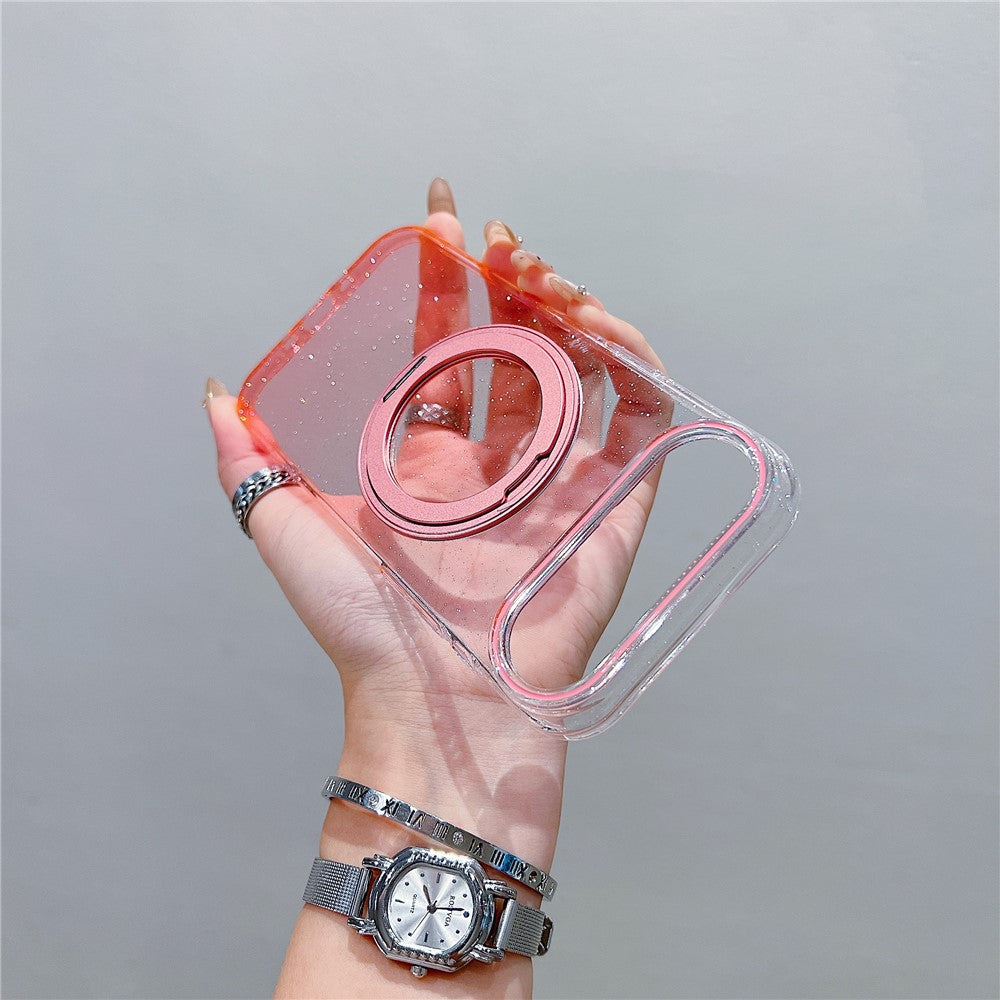 For iPhone Air Magnetic Case 360 Rotating Ring Kickstand Gradient Clear TPU Phone Back Cover