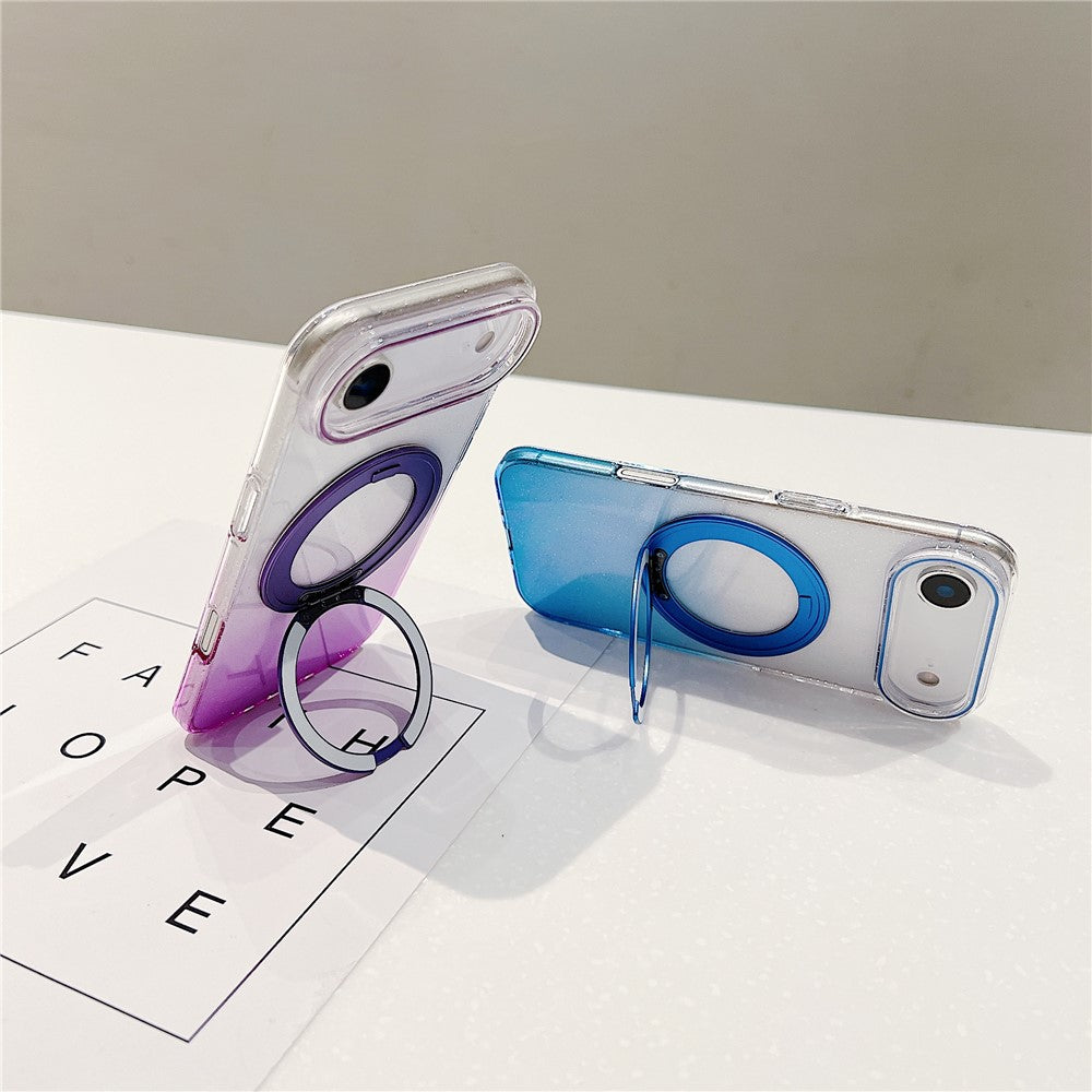 For iPhone Air Magnetic Case 360 Rotating Ring Kickstand Gradient Clear TPU Phone Back Cover
