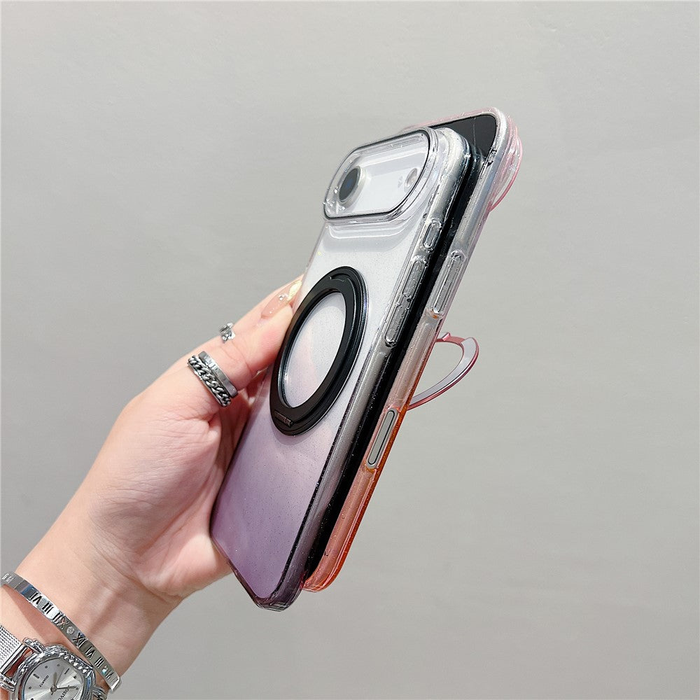 For iPhone Air Magnetic Case 360 Rotating Ring Kickstand Gradient Clear TPU Phone Back Cover