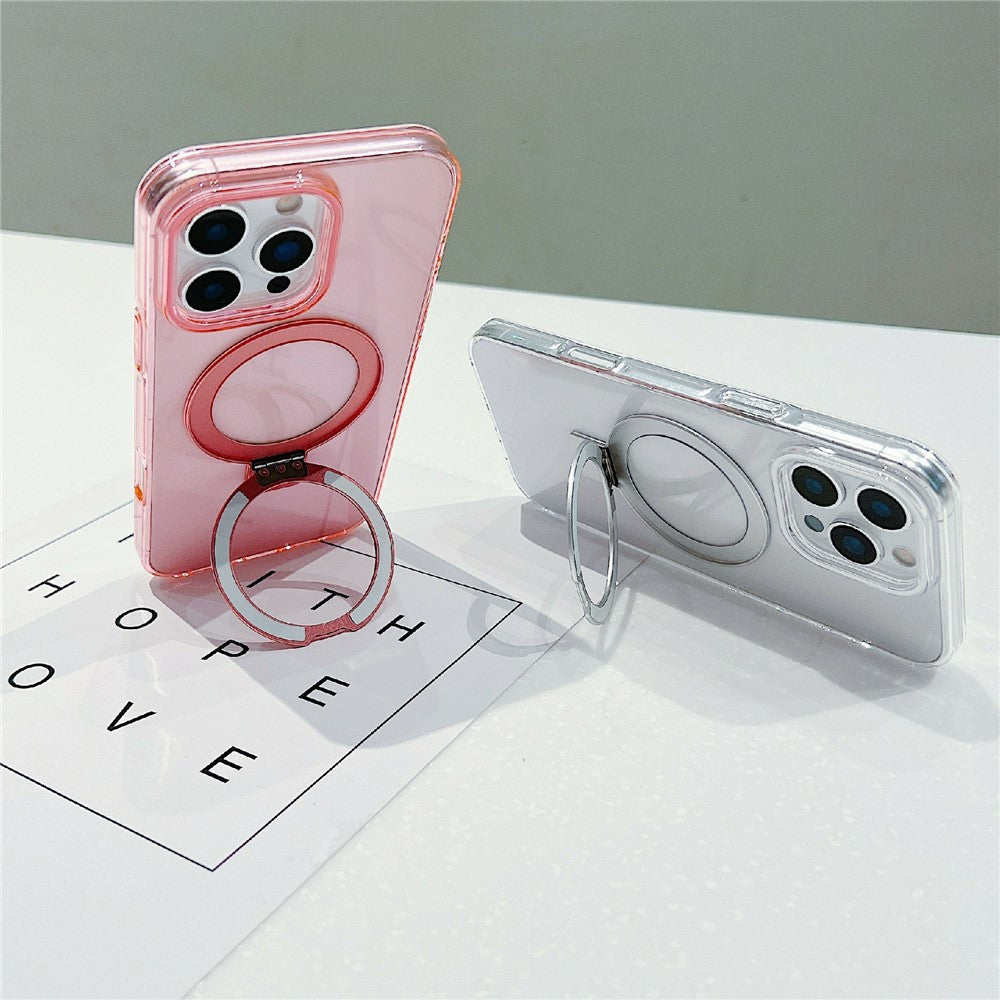 For iPhone 16 Pro Magnetic Case Kickstand Clear TPU Phone Back Cover