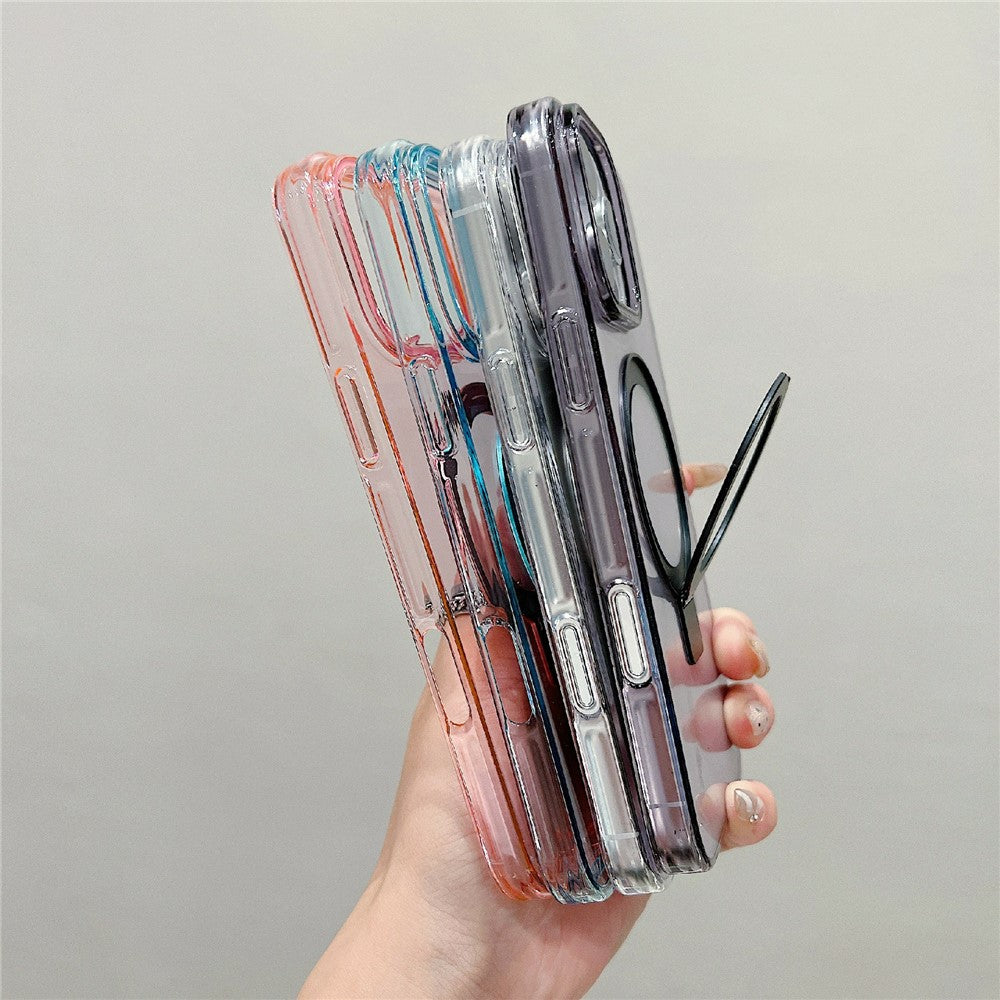 For iPhone 16 Pro Magnetic Case Kickstand Clear TPU Phone Back Cover