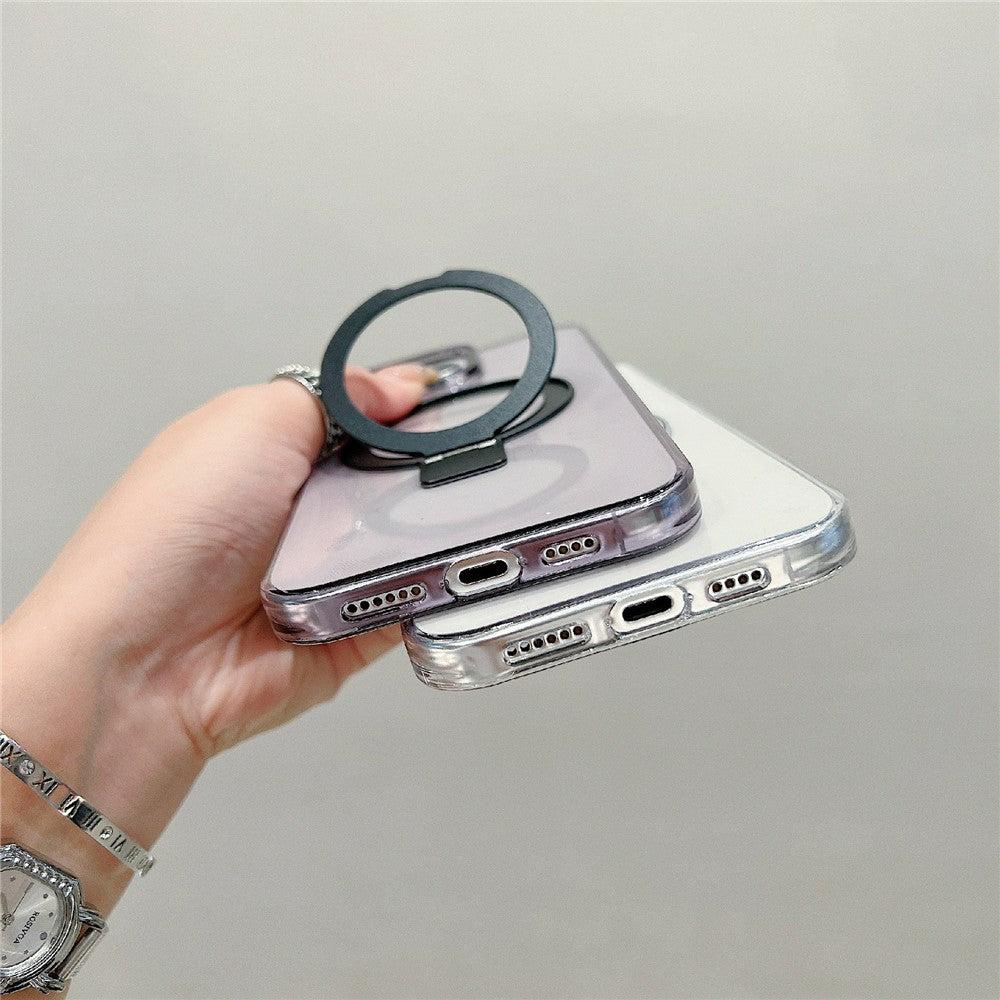 For iPhone 16 Pro Magnetic Case Kickstand Clear TPU Phone Back Cover