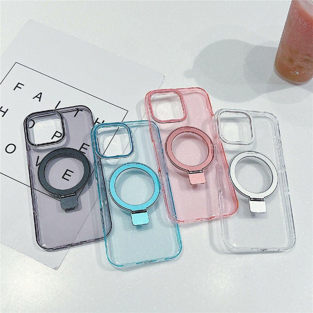 For iPhone 16 Pro Magnetic Case Kickstand Clear TPU Phone Back Cover