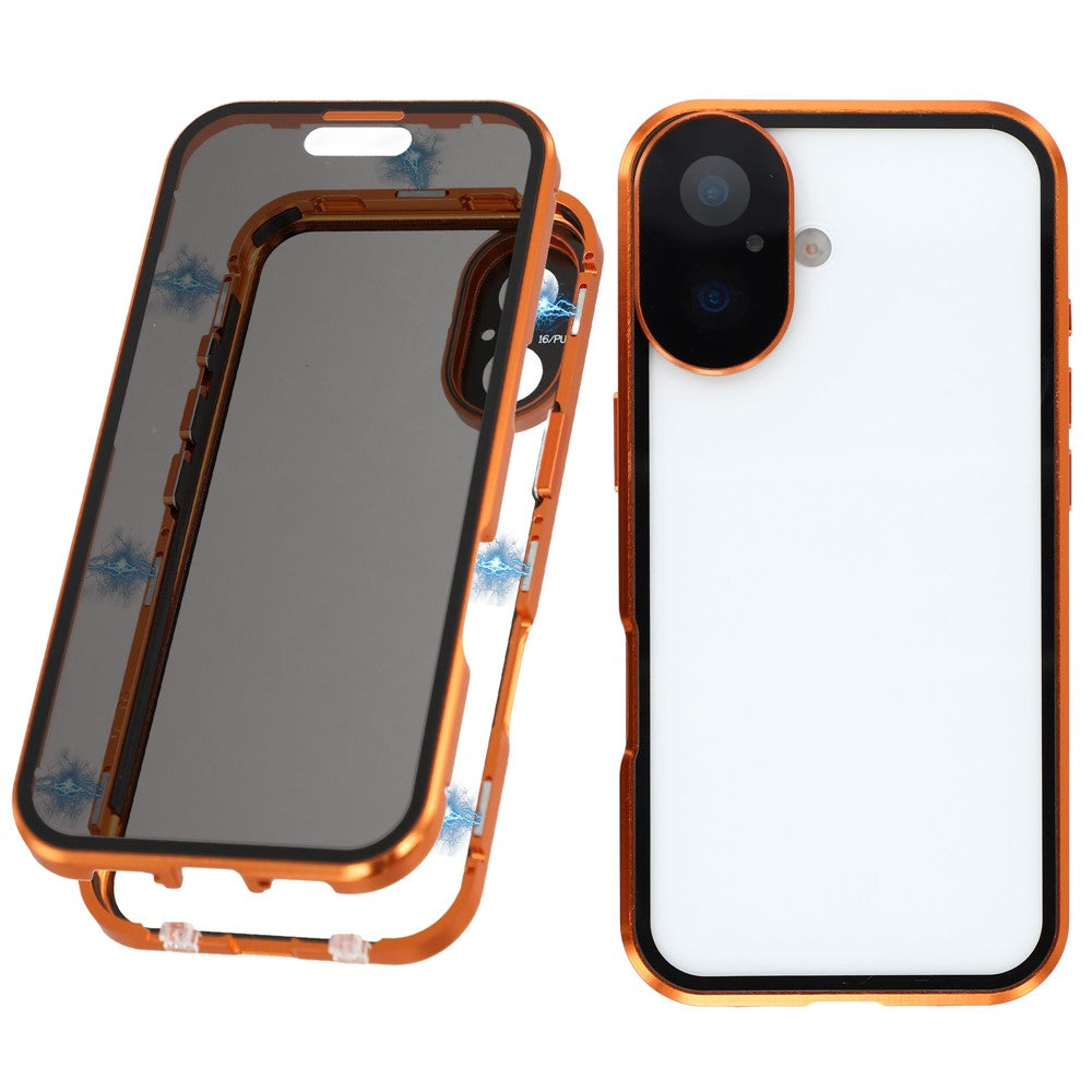 For iPhone 17 Case Anti-Spy Double-Sided Tempered Glass + Magnetic Metal Frame Phone Cover