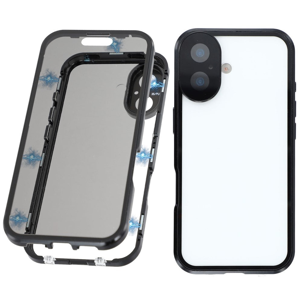For iPhone 17 Case Anti-Spy Double-Sided Tempered Glass + Magnetic Metal Frame Phone Cover