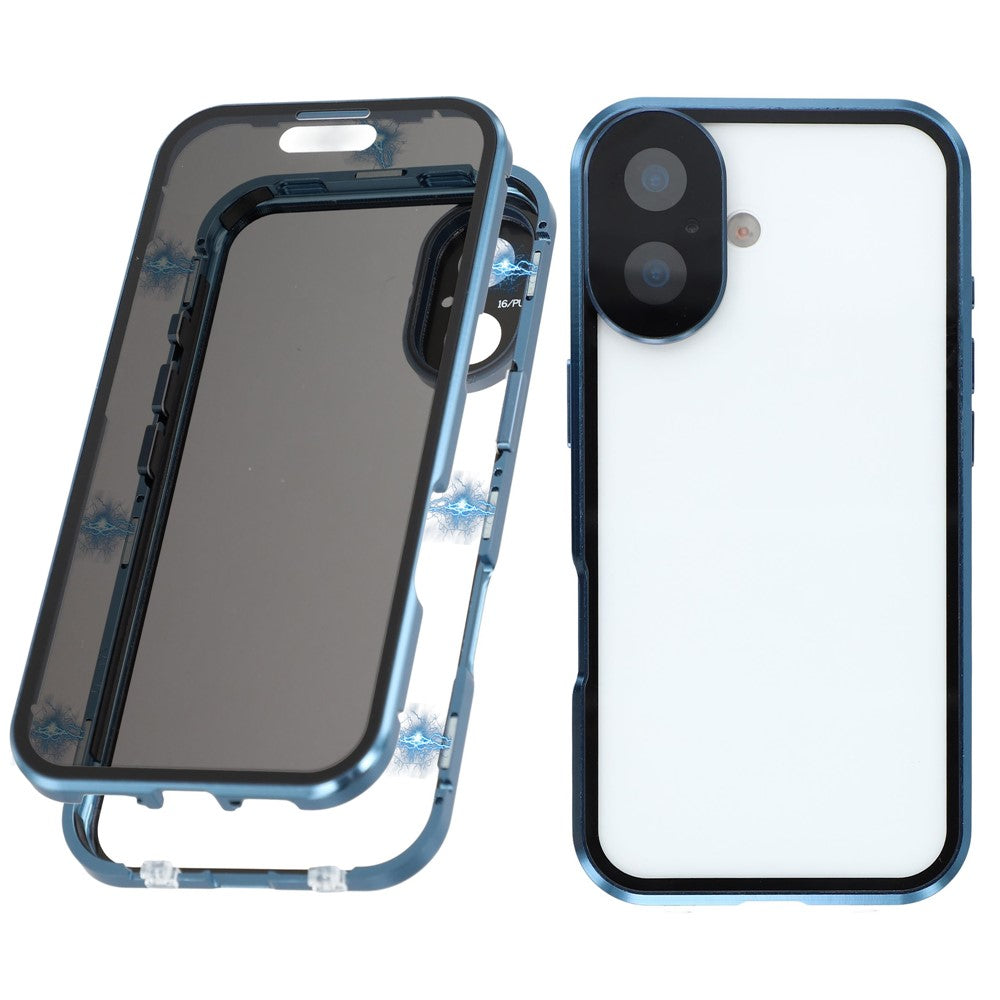 For iPhone 17 Case Anti-Spy Double-Sided Tempered Glass + Magnetic Metal Frame Phone Cover