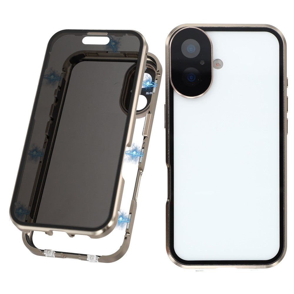 For iPhone 17 Case Anti-Spy Double-Sided Tempered Glass + Magnetic Metal Frame Phone Cover