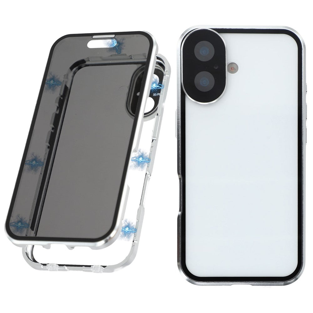 For iPhone 17 Case Anti-Spy Double-Sided Tempered Glass + Magnetic Metal Frame Phone Cover