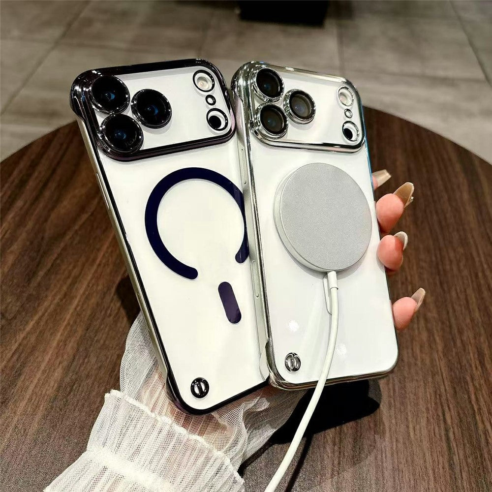 Coque sans cadre en TPU antichoc, finition électroplaquée, compatible MagSafe, pour iPhone 17 Pro