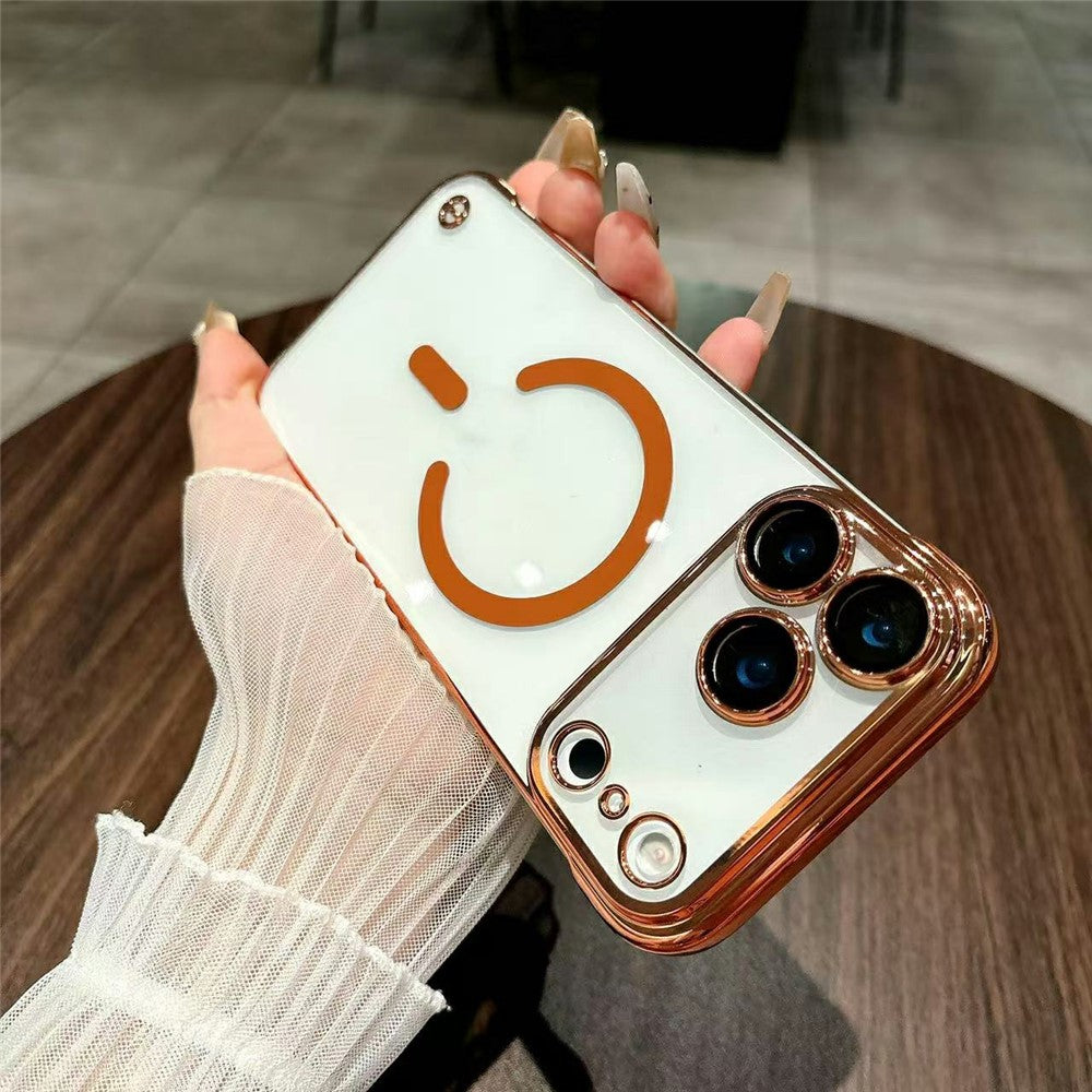 Funda sin marco electrochapada para iPhone 17 Pro Max, compatible con MagSafe y protección TPU contra golpes.