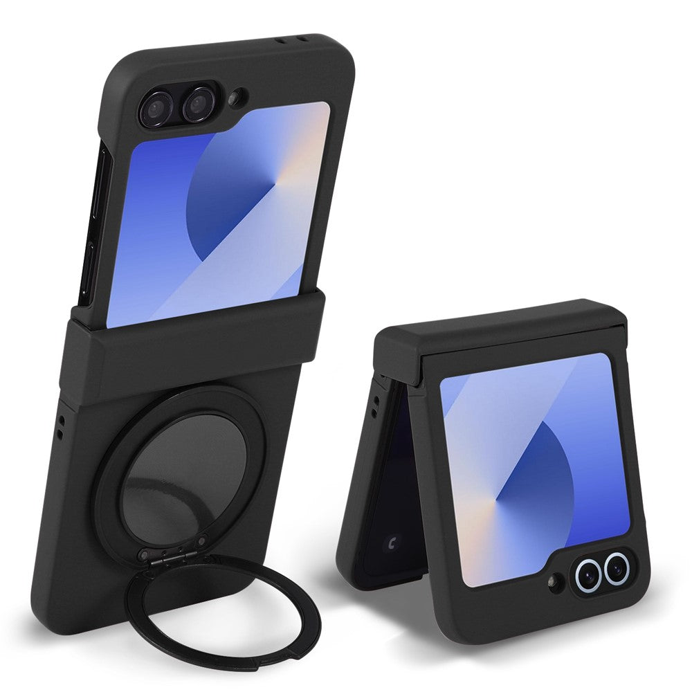 For Samsung Galaxy Z Flip6 5G Magnetic Case CD Vein Rotating Kickstand Electroplated PC Phone Cover