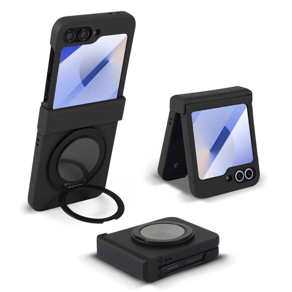 For Samsung Galaxy Z Flip6 5G Magnetic Case CD Vein Rotating Kickstand Electroplated PC Phone Cover