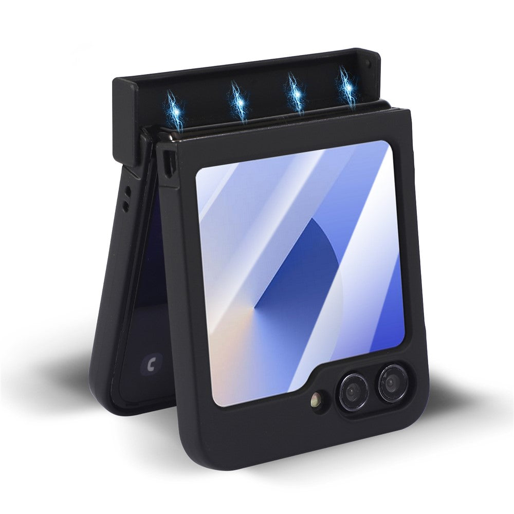 For Samsung Galaxy Z Flip6 5G Magnetic Case CD Vein Rotating Kickstand Electroplated PC Phone Cover