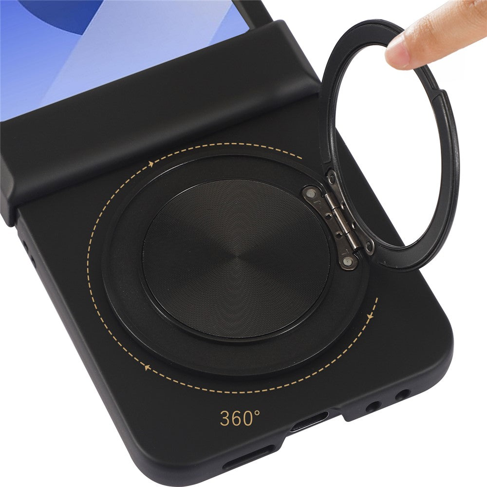 For Samsung Galaxy Z Flip6 5G Magnetic Case CD Vein Rotating Kickstand Electroplated PC Phone Cover