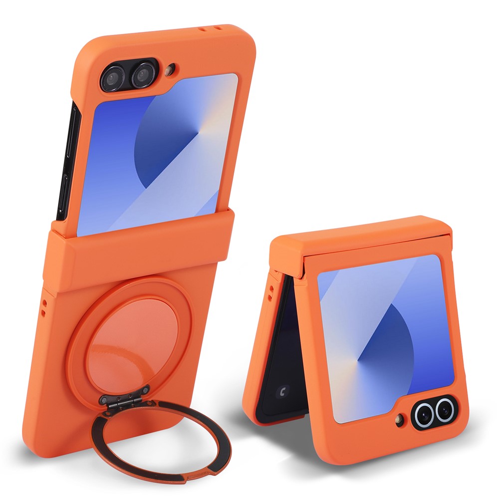 For Samsung Galaxy Z Flip6 5G Magnetic Case CD Vein Rotating Kickstand Electroplated PC Phone Cover