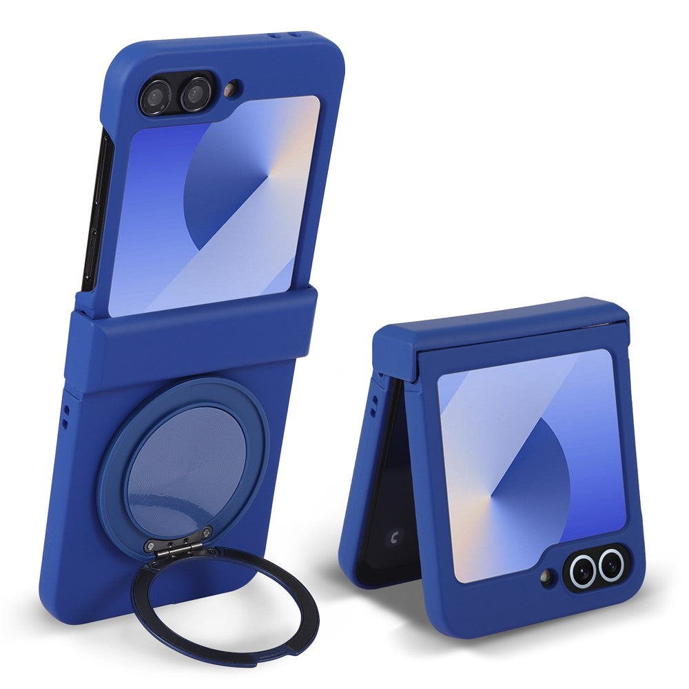 For Samsung Galaxy Z Flip6 5G Magnetic Case CD Vein Rotating Kickstand Electroplated PC Phone Cover