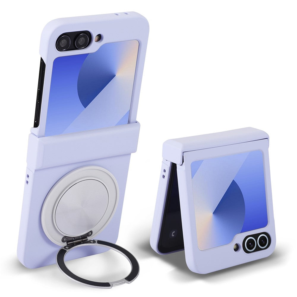 For Samsung Galaxy Z Flip6 5G Magnetic Case CD Vein Rotating Kickstand Electroplated PC Phone Cover