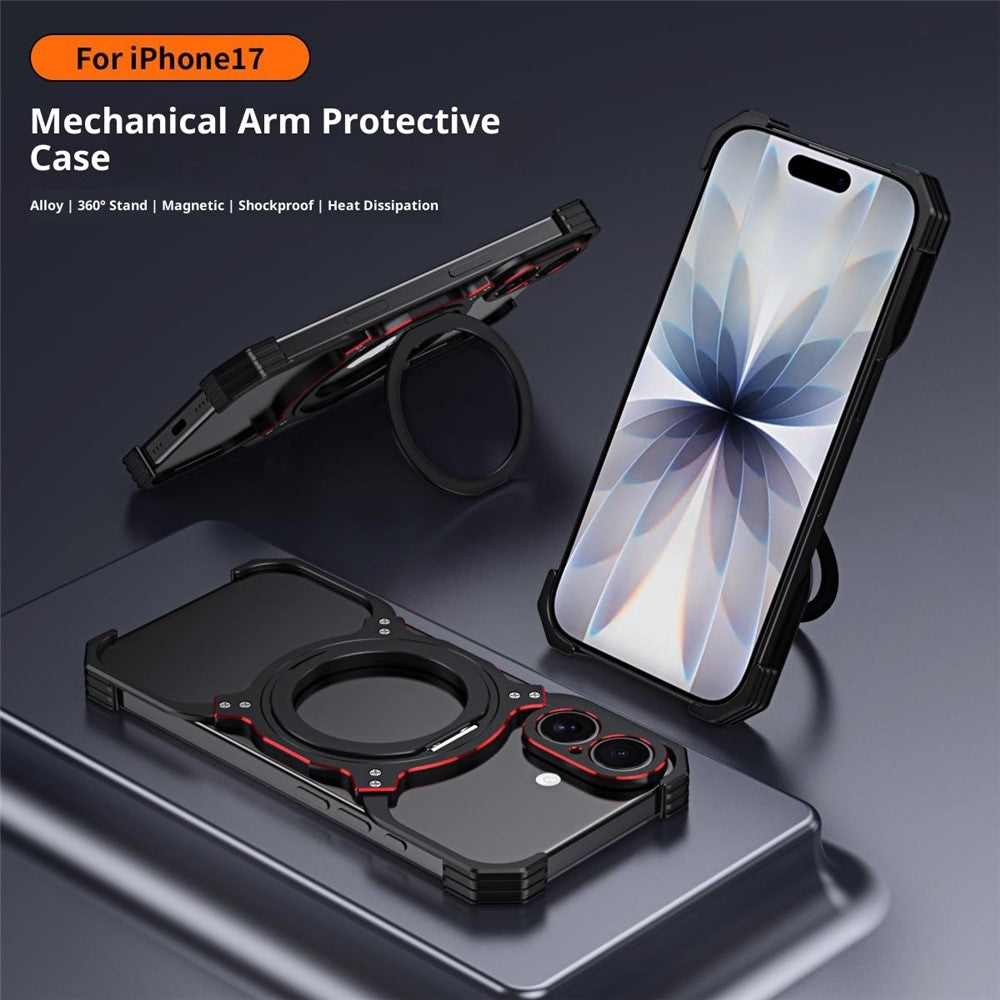 For iPhone 17 Case Kickstand Metal Bumper Magnetic Phone Cover